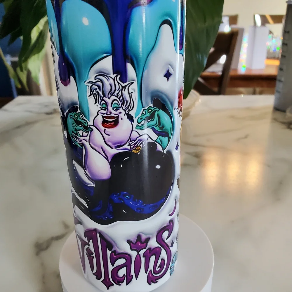 Disney Villains 3D Puffy Bubble 20oz Tumbler  with duo lids 🎉sale